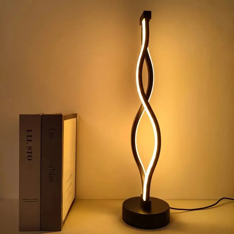 Black aluminium desk lamp with touch control and three-colour dimming button