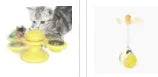 Cat rotating windmill toy with suction base on floor, two transparent bins, luminous ball, teeth grinding function, blue yellow green colour