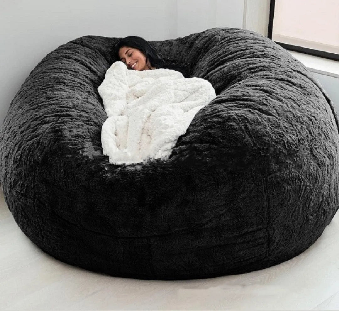 Fabric bean bag sofa cover for three-seater foam furniture in PV velvet grey blue