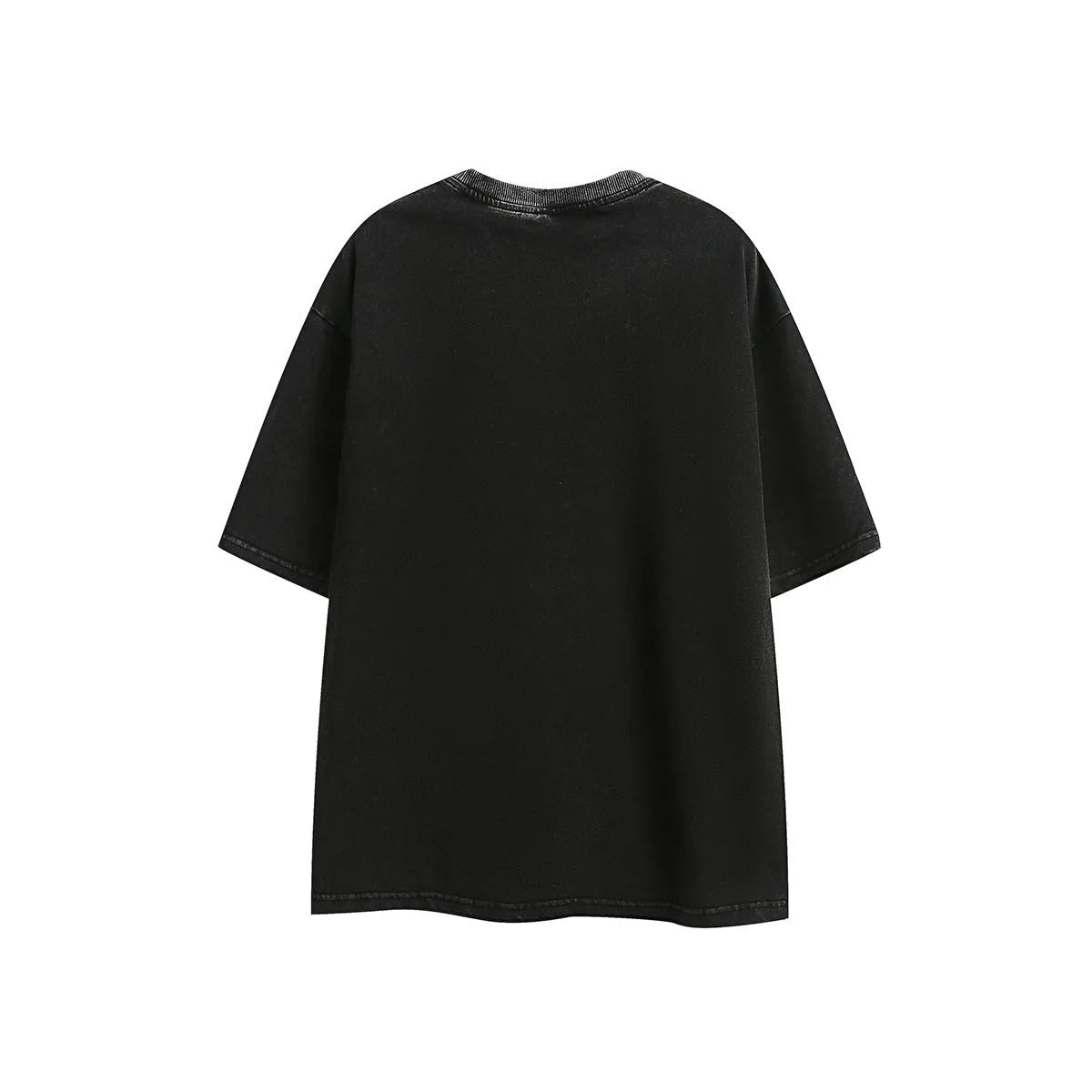 Retro loose fit embroidered t-shirt in washed cotton fabric available in purple or black colours