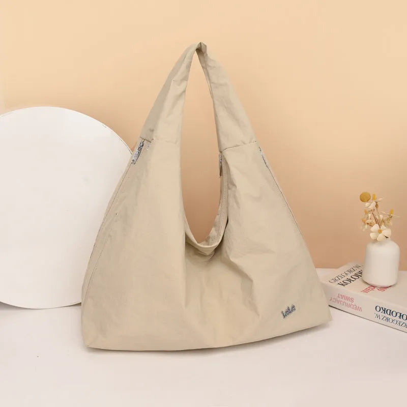 Nylon women's underarm bag with heart shape design in black blue khaki yellow colour options