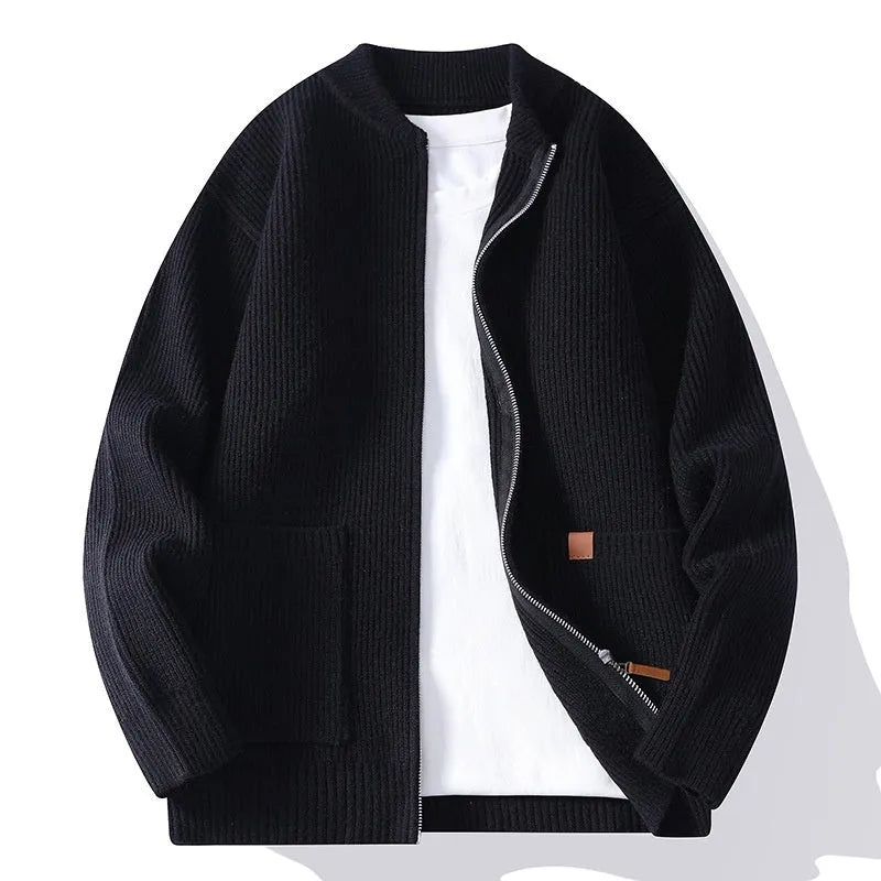 Men's striped cardigan jacket in chemical fibre blend available in multiple colours