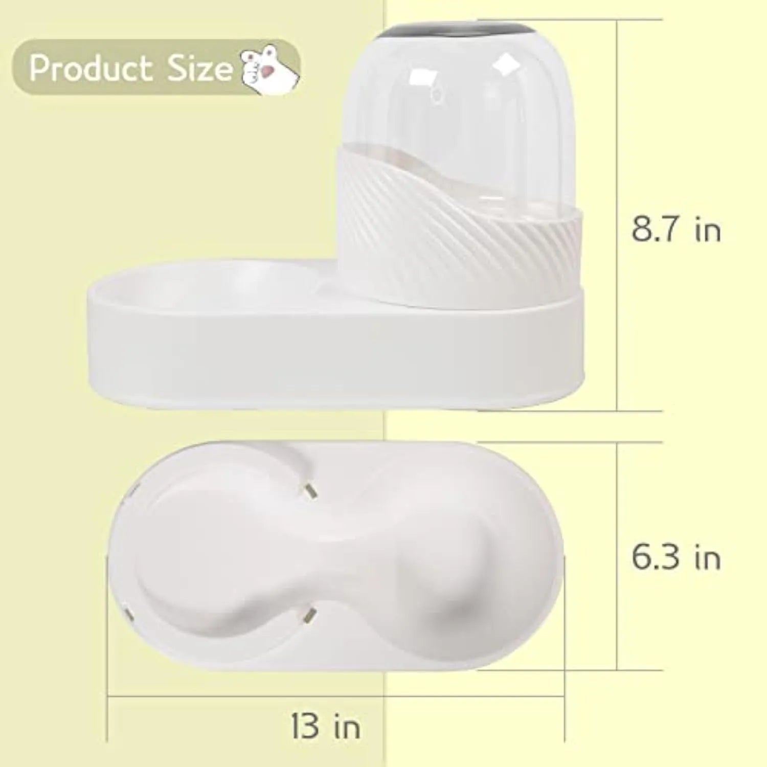 White automatic cat feeder and water dispenser set with wave-shaped design.
