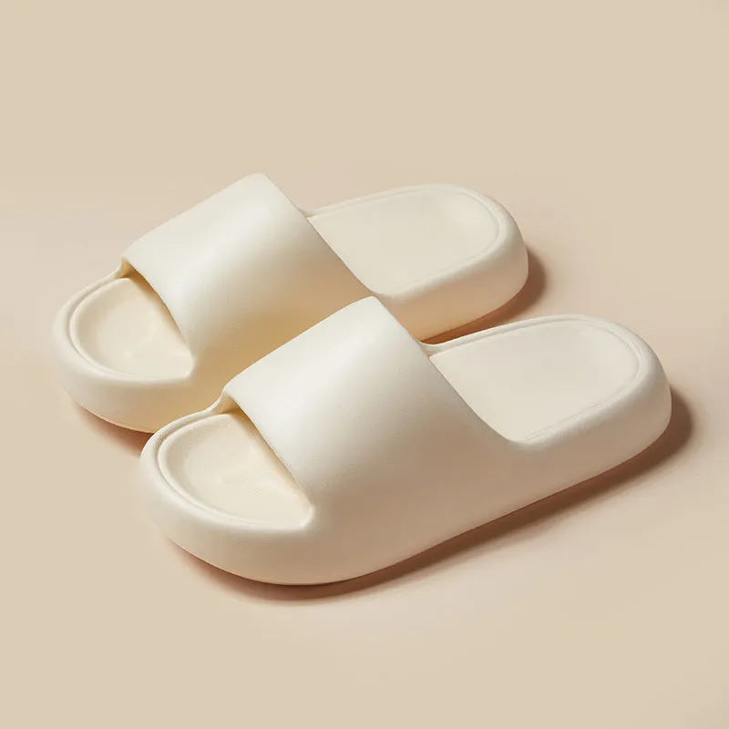 Bread Shoes non-slip EVA indoor bathroom slippers in bean green, unisex flip-flop design with thickened sole