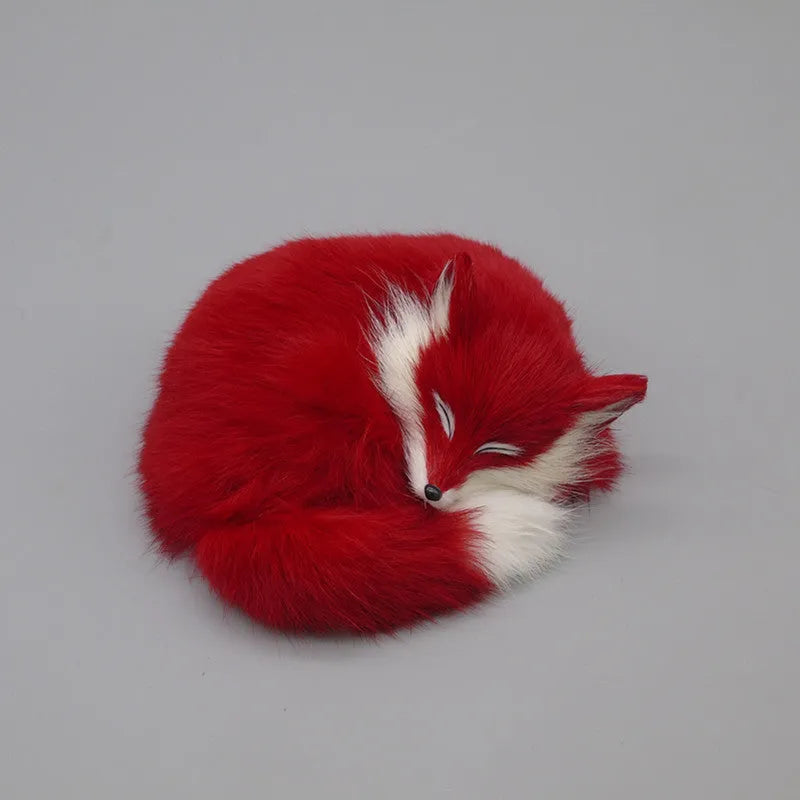 Artificial fox fur decorative handicraft in red, white, or yellow measuring 15cm × 9cm × 11cm