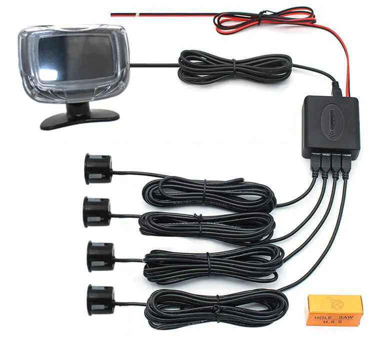 Wireless car reversing sensor system with LED display and four black probes