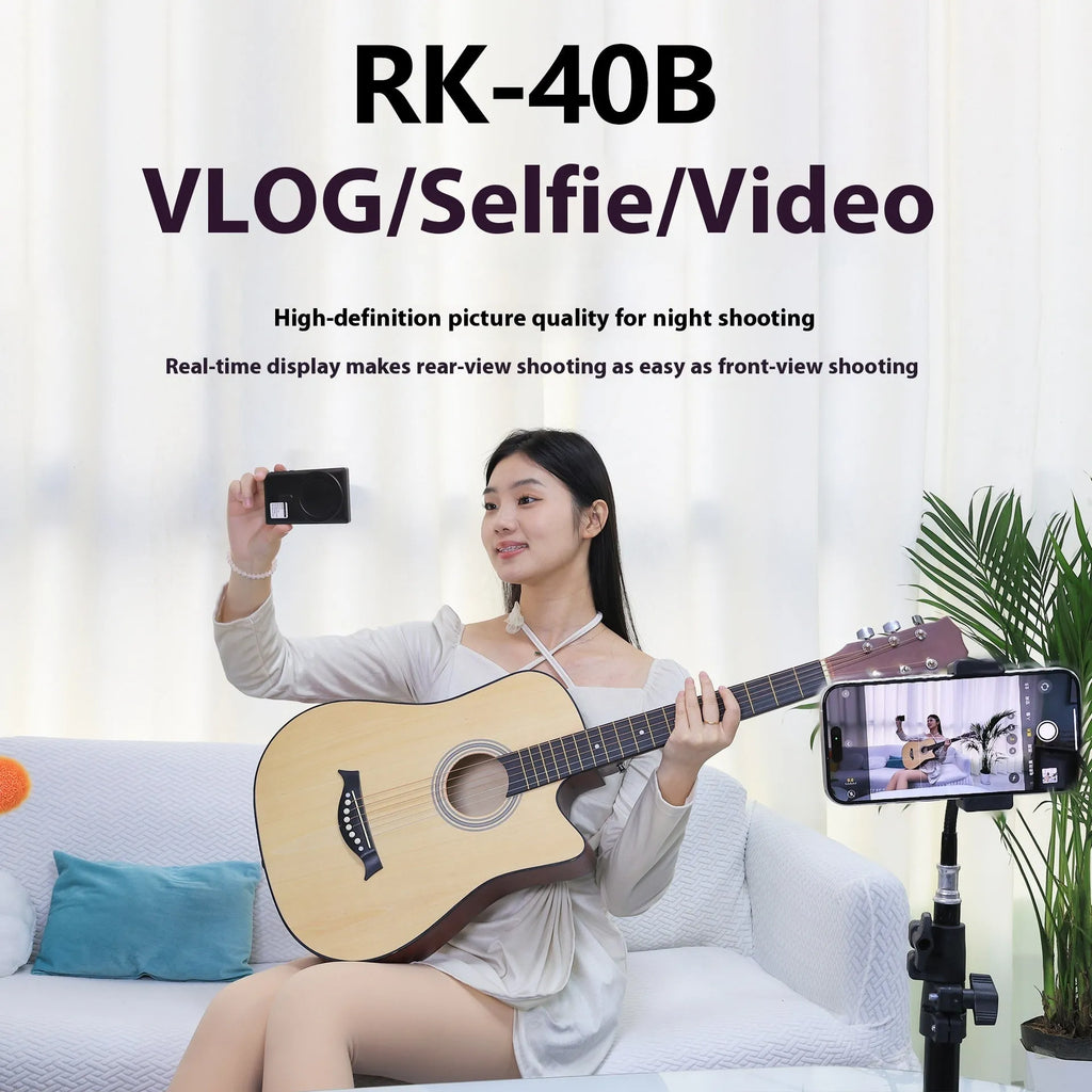 Magnetic wireless charging selfie multi-monitoring device with Bluetooth remote and folding stand on a desk, black model