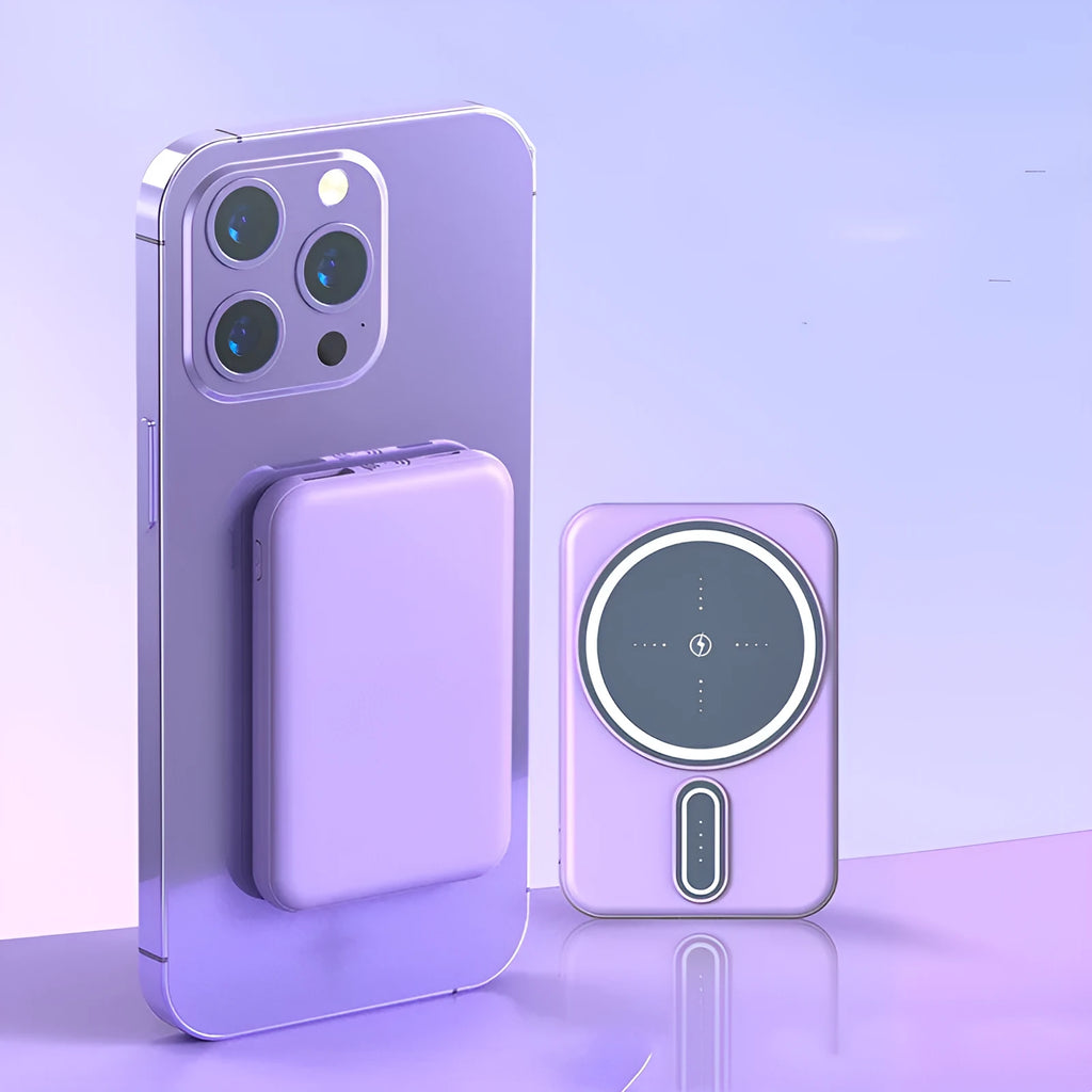 Compact 5000mAh portable power bank with polymer battery, multi-U ports, plastic shell, 93x62x14mm, in four colours