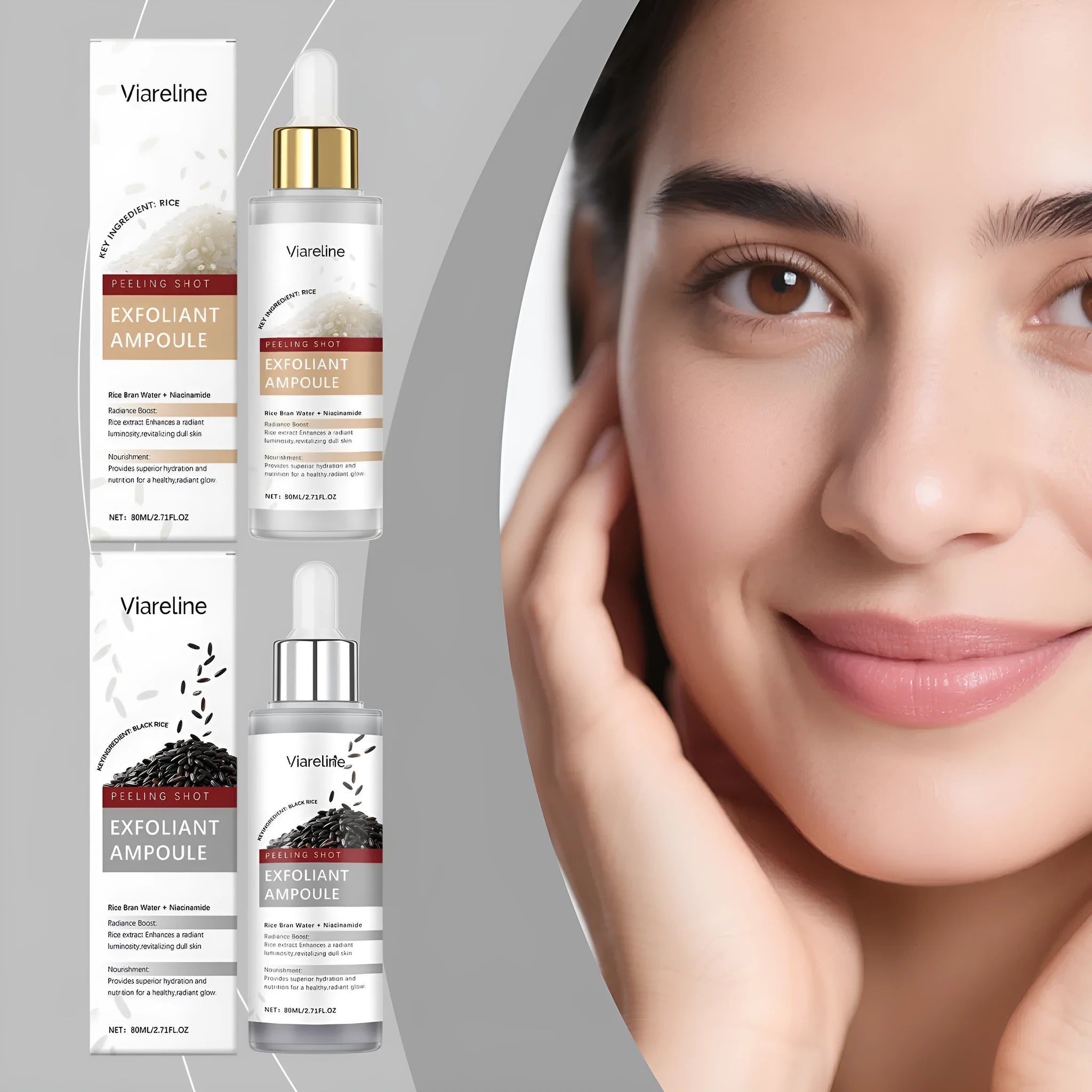 Black rice exfoliating liquid 80ml bottle with hyaluronic acid and nicotinamide for face moisturising and brightening