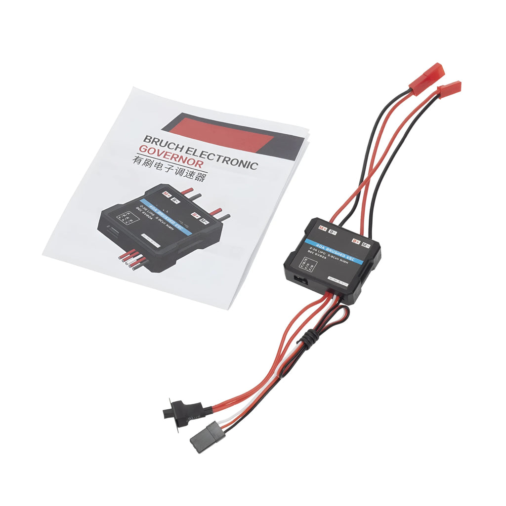 Brushed 40A speed controller for 1/16 and 1/18 scale RC cars and trucks