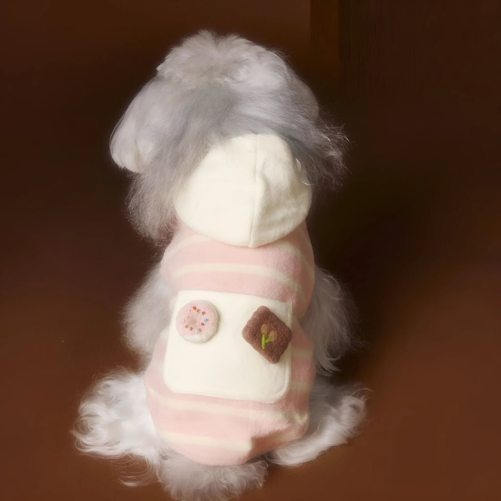 Pet clothes autumn winter cute felt biscuit sweater in pink and coffee colours for dogs and cats