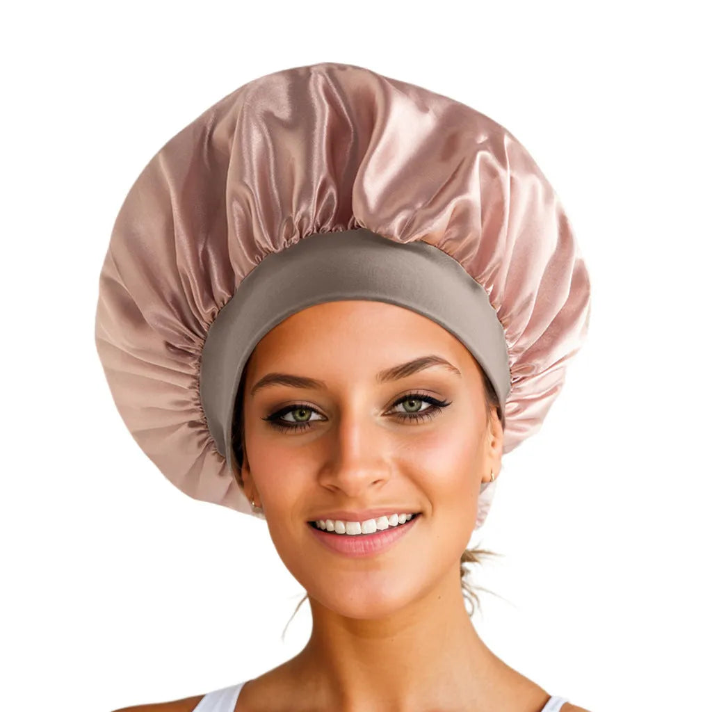Wide-brimmed high elastic polyester headscarf for women, knitted tie-dye design, flat top crown, breathable sun protection cap