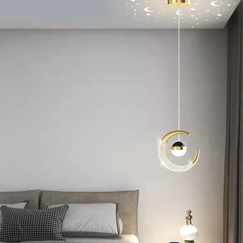 Adjustable pendant light in gold finish with simple modern design for living room or dining room