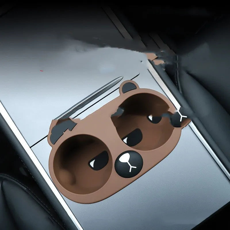 Silicone cup holder insert for car centre console in grey, tan and pink colours