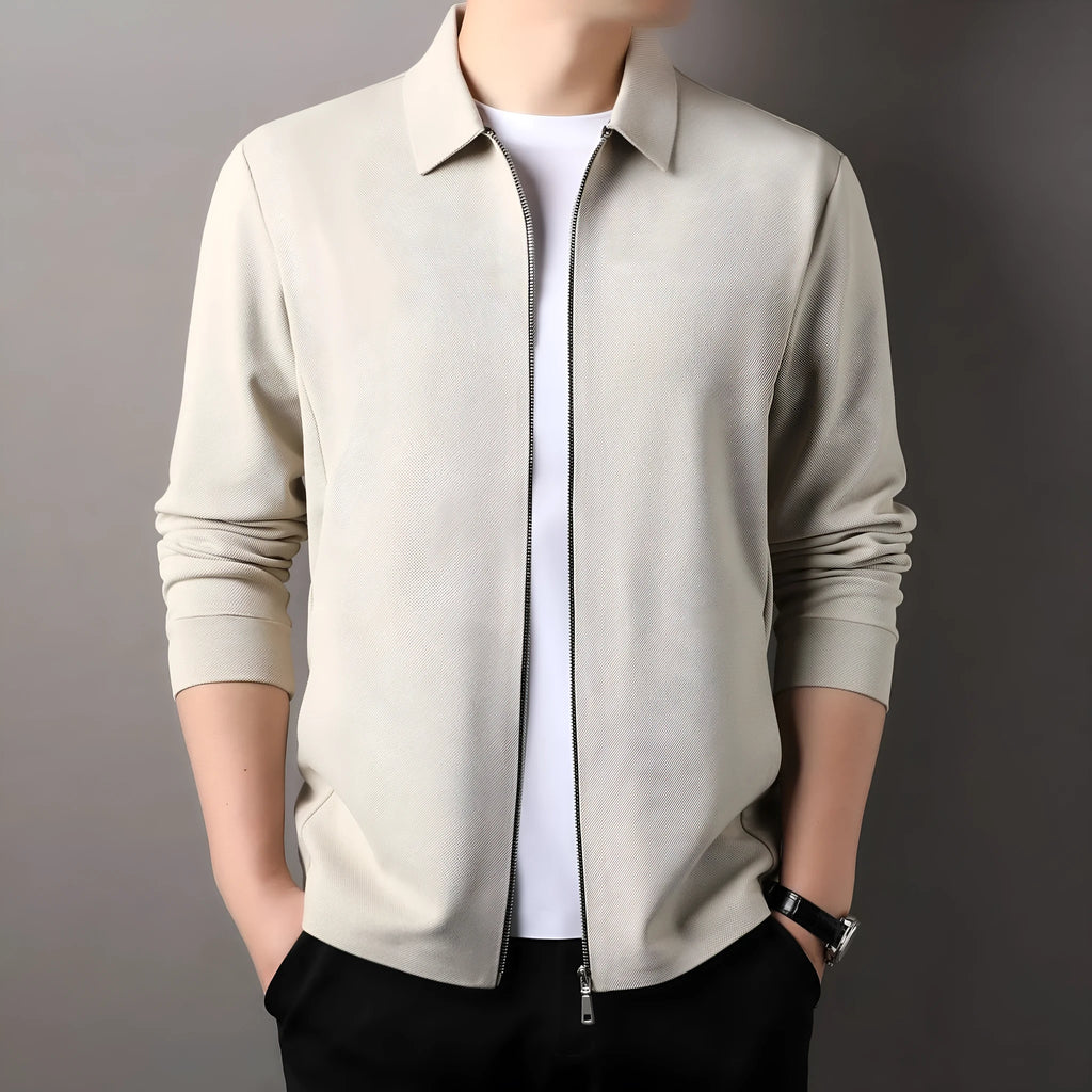 Men's polyester business jacket with straight hem in black, dark grey or apricot colour