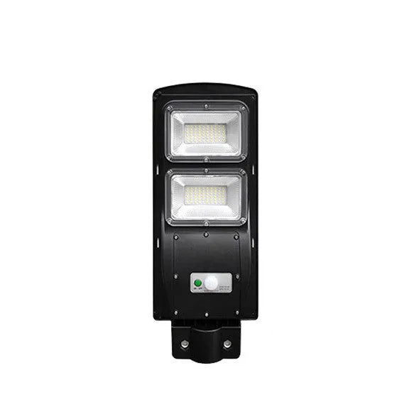 Integrated solar street light with LED illumination and remote control for outdoor use