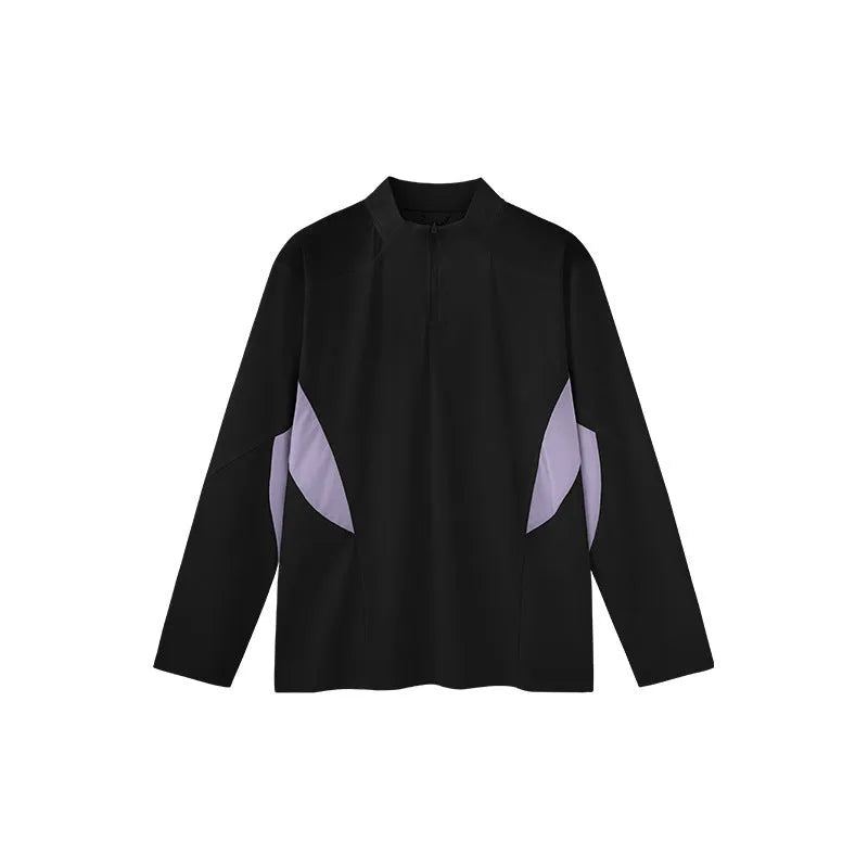 Men's lightweight polyester top in solid colour with stitching detail, available in black or beige