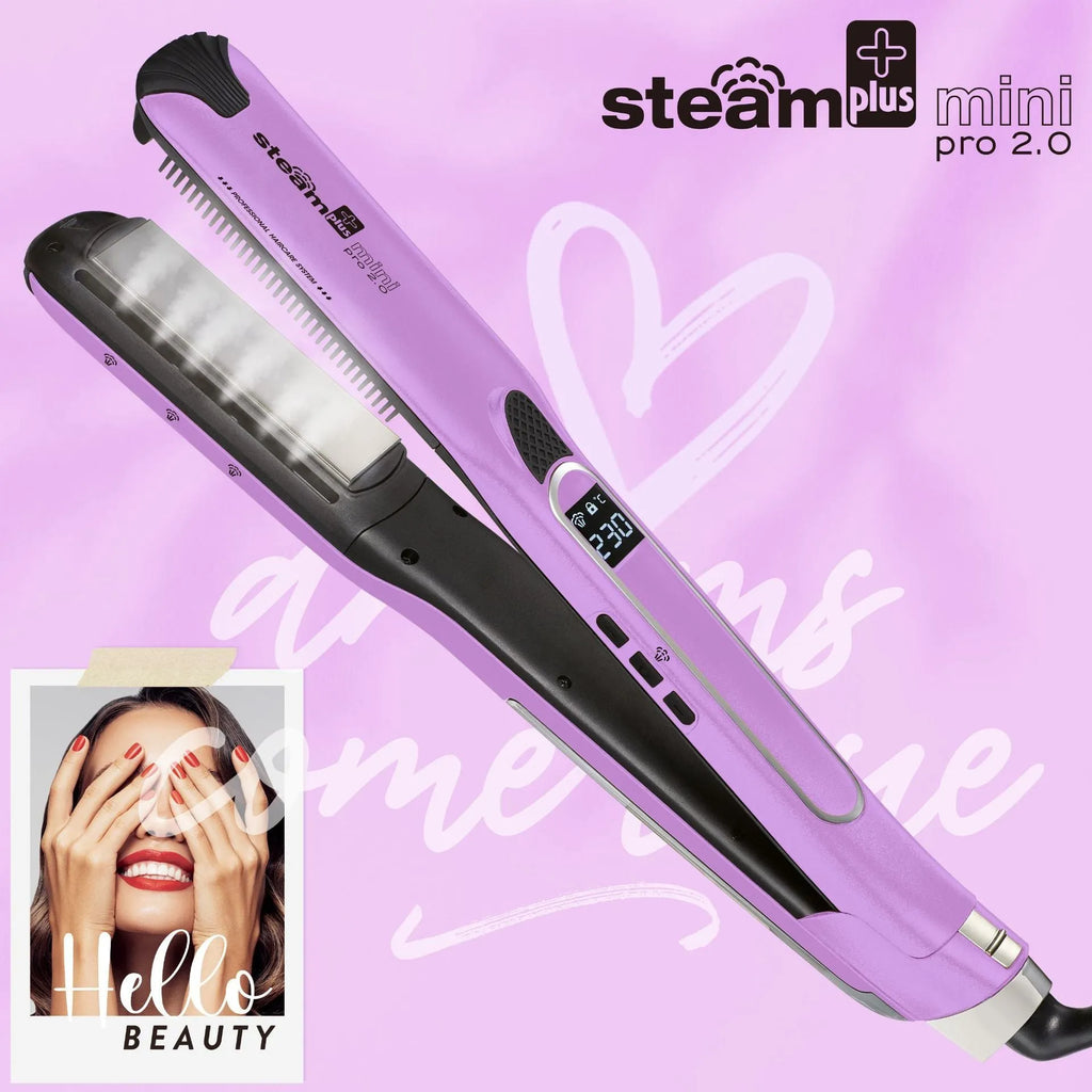 Mini steam splint spray hair straightener in champagne, purple or rose red colour