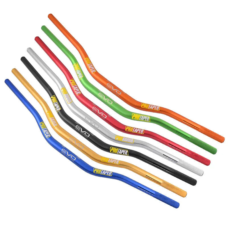 Scrambling motorcycle handlebar with 28mm aluminium alloy construction and EVO handle orange colour