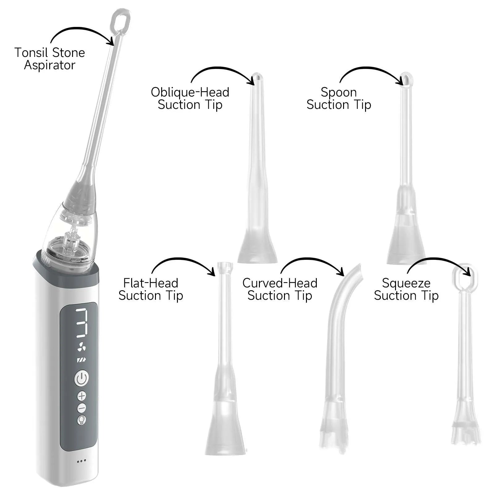 Milky white tonsil stone remover oral cleaning tool set for dental hygiene