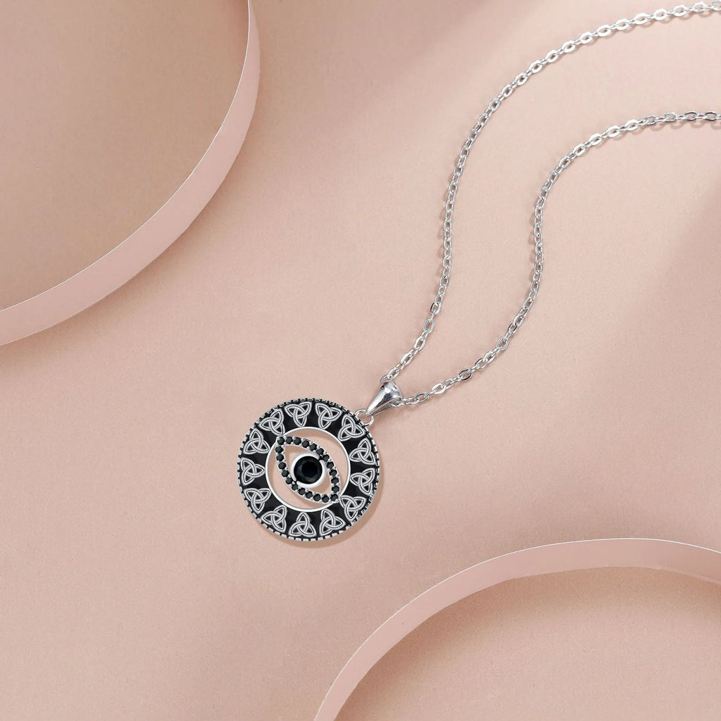 Copper Devil's Eye necklace with cross chain for women's jewellery