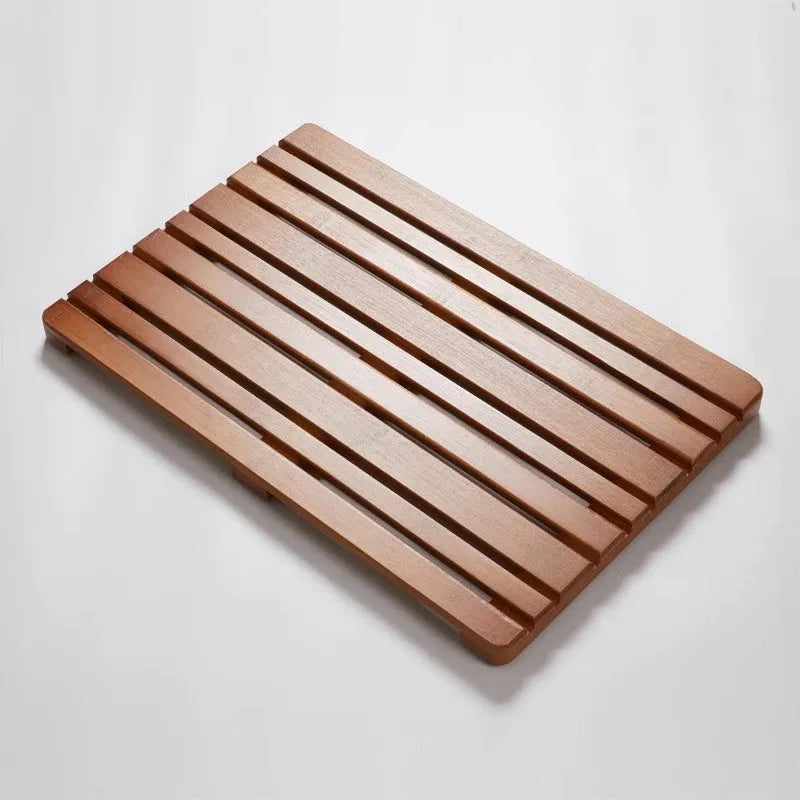 Bamboo bathroom height increasing foot pad non-slip rectangular 54x36x4cm brown right angle solid colour