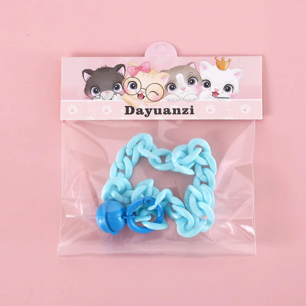 Adjustable plastic pet collar in macaron candy colours for cats, dogs, and rabbits.