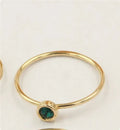 Women's 14K gilded zircon knuckle ring on copper body in green, blue, dark red or white