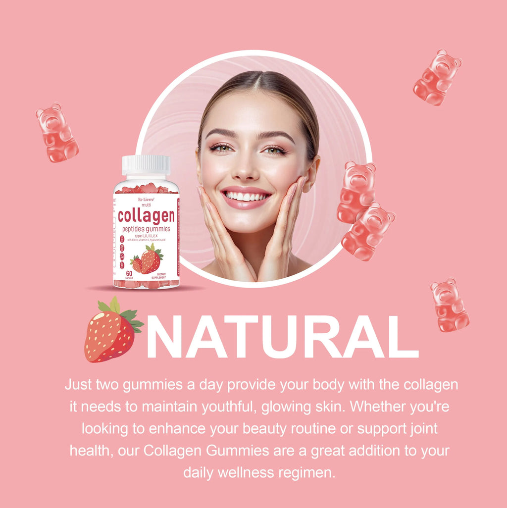 White Collagen Peptide Gummies dietary supplement for skin hair nails and joints