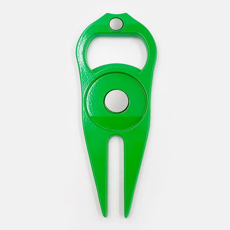 Black zinc alloy golf ball yoke bottle opener tool with ball marking function