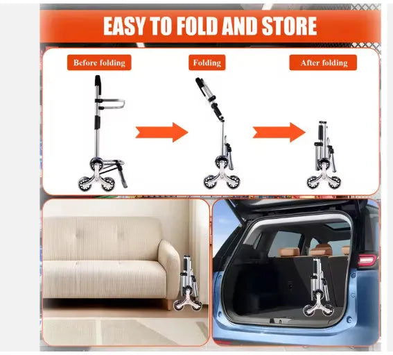 Black foldable shopping trolley bag with aluminium frame and 20cm casters