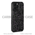 Black metal frame phone case with carbon fibre back for iPhone 16 Pro Max