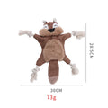 Brown fox plush dog toy with embroidered eyes, cotton rope arms and legs with knots