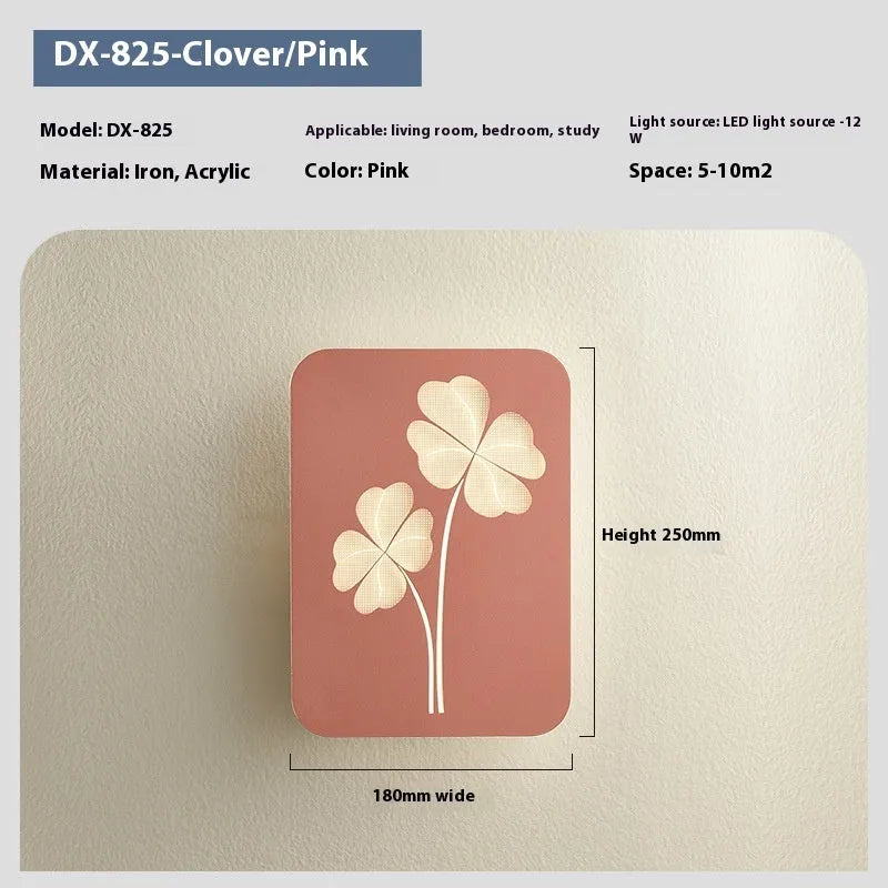 Modern tricolour LED bedside lamp with decorative motifs in white or pink finishes