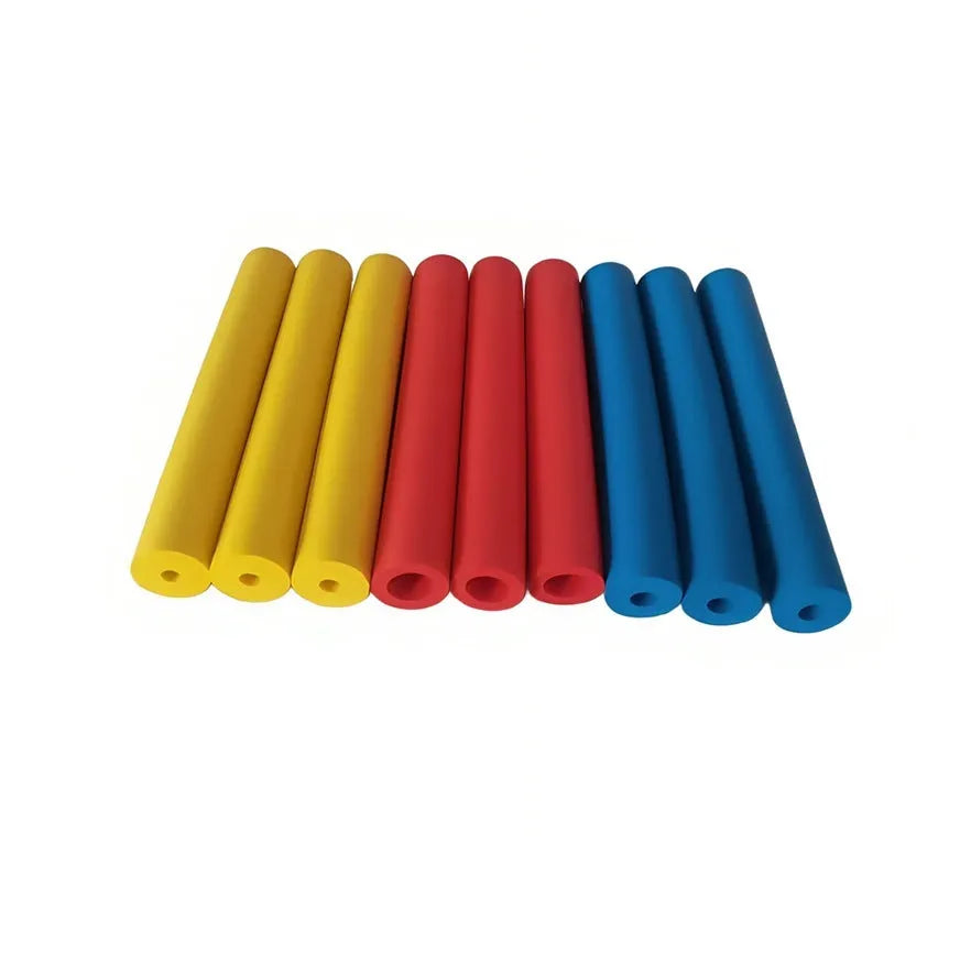 Flexible black rubber auxiliary grip hose for utensil and pen handles, shown in 10mm and 18mm sizes.