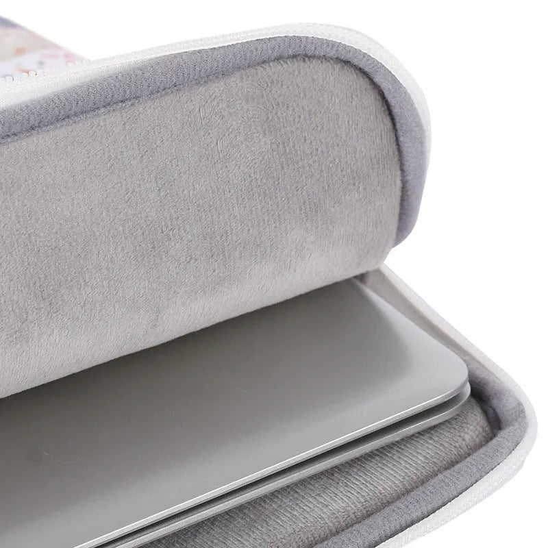 White PU leather laptop inner bag showing waterproof protective sleeve for 14 inch computers