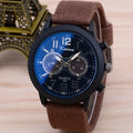 Men's fashion wristwatch with cloth band, 48mm dial, zinc alloy case, red colour