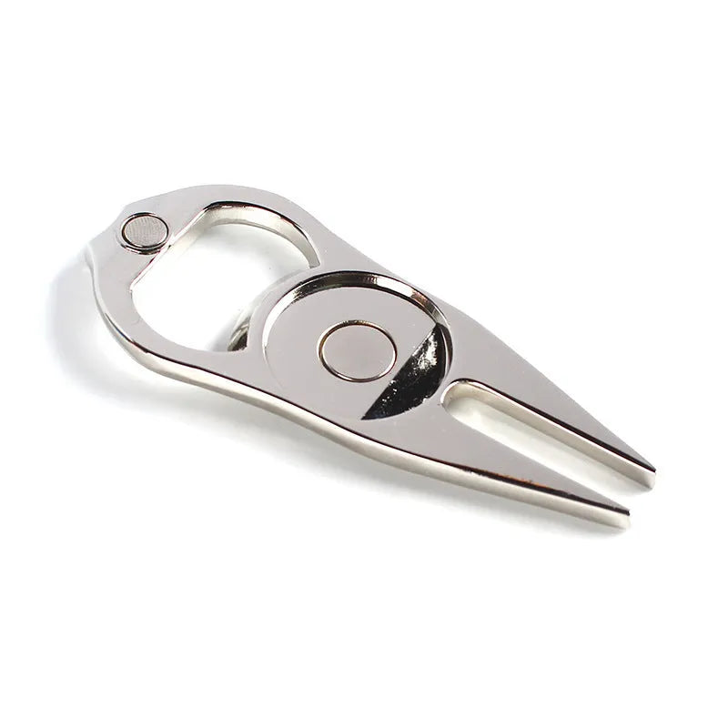 Black zinc alloy golf ball yoke bottle opener tool with ball marking function