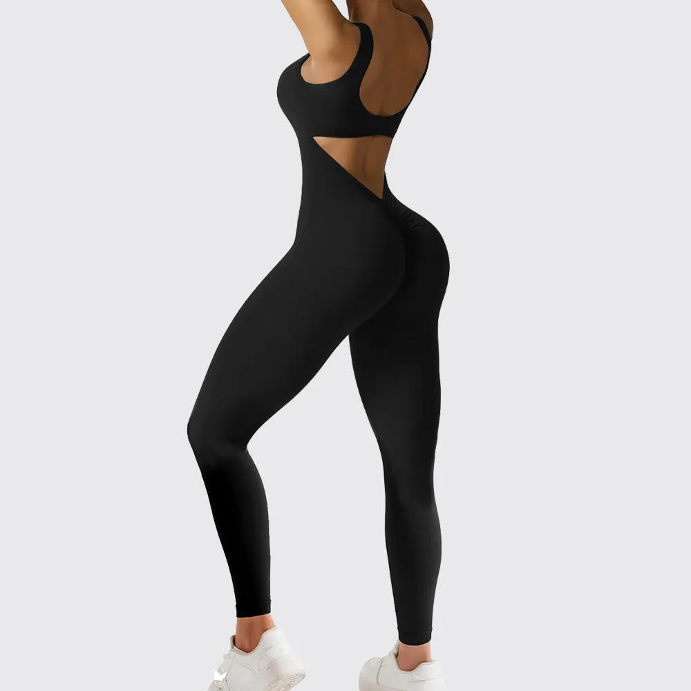 Women's sleeveless polyester yoga jumpsuit in various colours