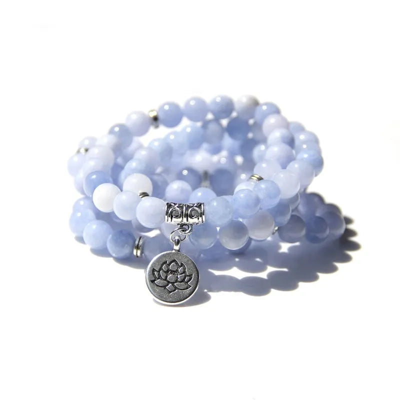 Women's vintage natural stone bracelet with a geometric lotus design in multiple colours.