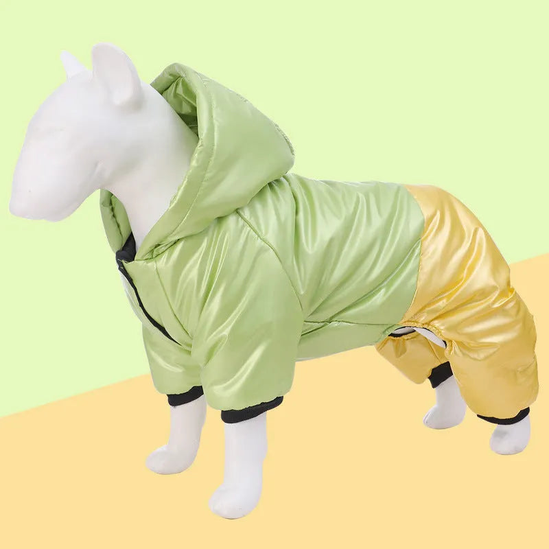 Green pink white waterproof windproof four-legged dog cotton coat in multiple sizes