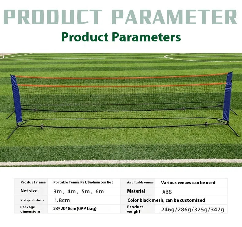 Portable folding badminton bracket with PE net in 3m to 6m size options