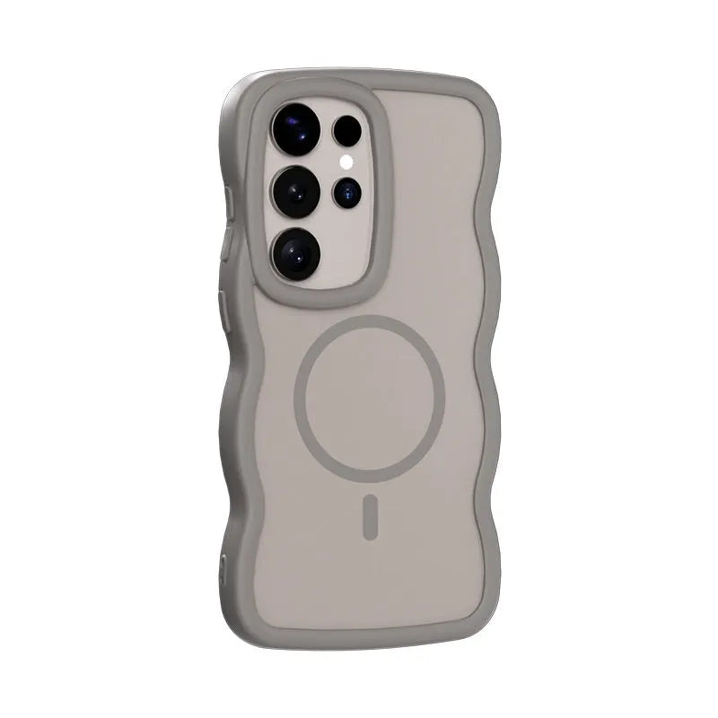 Two-in-one magnetic phone case for Samsung S24 Ultra in gray with TPU PC construction