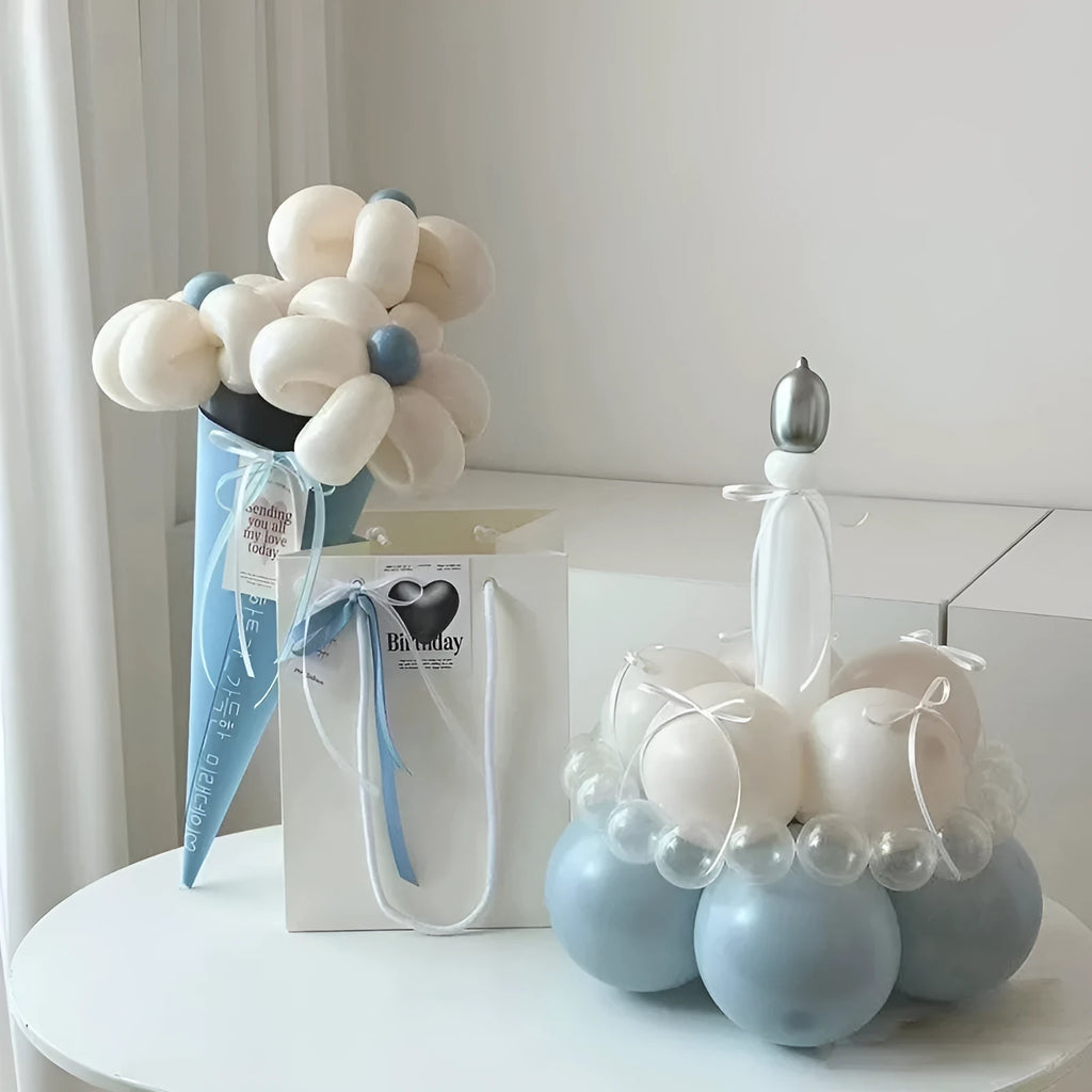 Finished round balloon bouquet DIY set for cake decorations in a choice of ten styles.