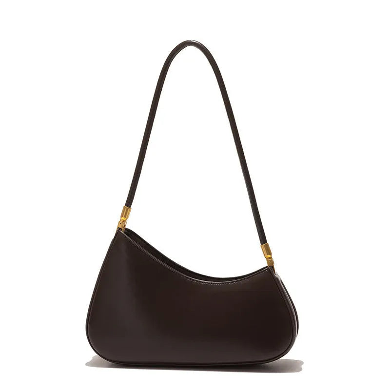 Women's retro oval underarm bag in PU with single strap and internal zip compartment, shown in multiple colour options