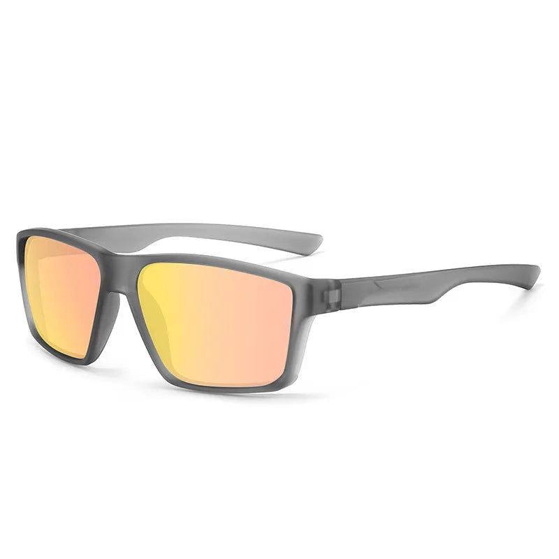UV protection polarized sunglasses with quadrilateral frame in black frame and ice blue lenses