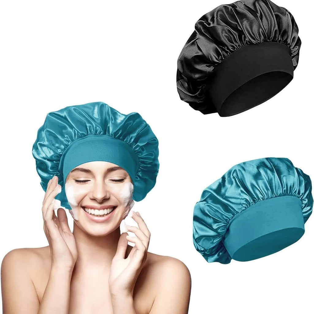 Wide-brimmed high elastic polyester headscarf for women, knitted tie-dye design, flat top crown, breathable sun protection cap