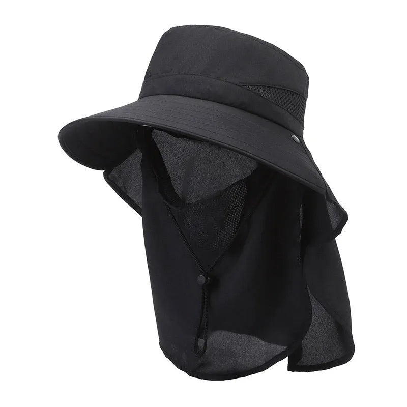 Men's adjustable wide-brim fisherman sun hat in polyester fabric, shown in army green colour.