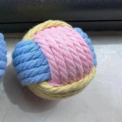 Handmade plush cotton catnip ball pet toy in three colour options