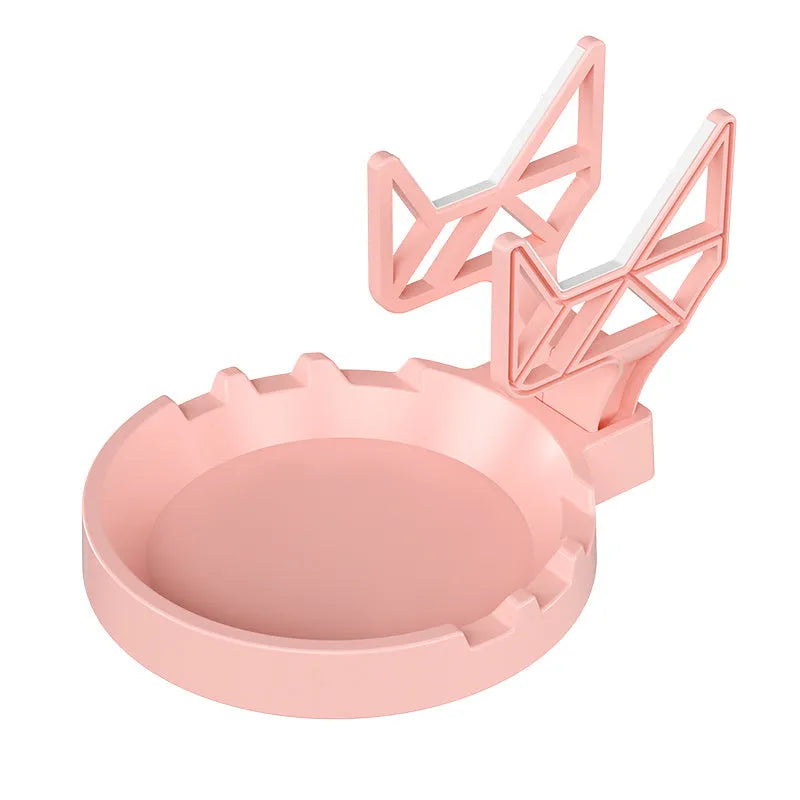 Universal non-perforated game handle wall hanging rack in black, white, or pink colour for organising controllers and headsets